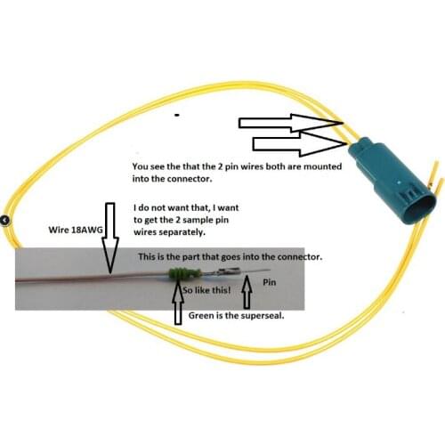 2 pin connector with 2 pcs 50cm 18 AWG yellow wire
