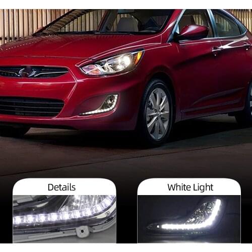 2Pcs LED Daytime Running Light Fog Light DRL Xenon Lamp For Hyundai Accent Solaris 2010 2011 2012 2013 Fog Lamp Cover Daylight