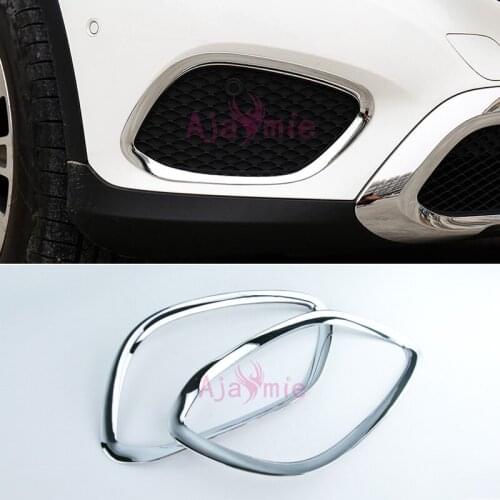 2016 2017 Front Fog Lamp Light Cover Side Bumper Protector Trim ABS Chrome Car Styling For Mercedes Benz GLC Accessories