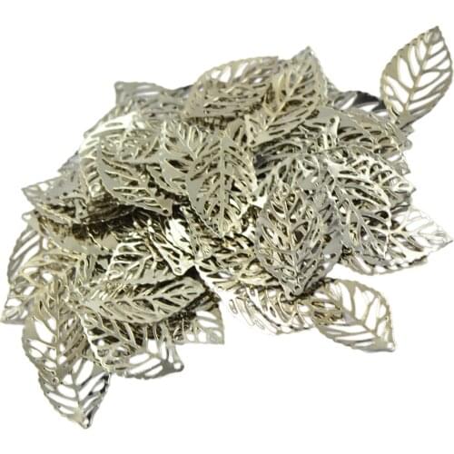 2019 100pcs Filigree Hollow Leaf charm Pendant For Necklace DIY Jewelry Making Jewelry Connectors Pendant Connector DIY Crafts