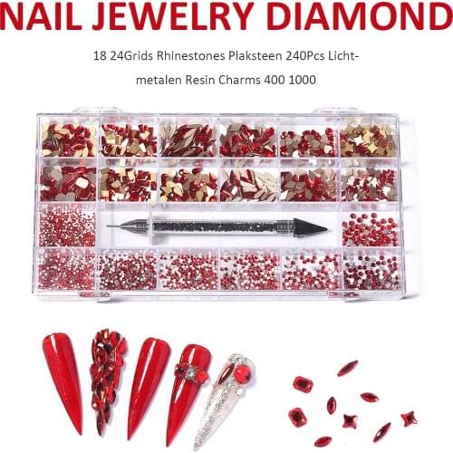 21 Grids Nail Art Jewelry Irregular Beads Crystal Decoration Flatback Glass 3D Diamond Rhinestones DIY Nail Set Accessories