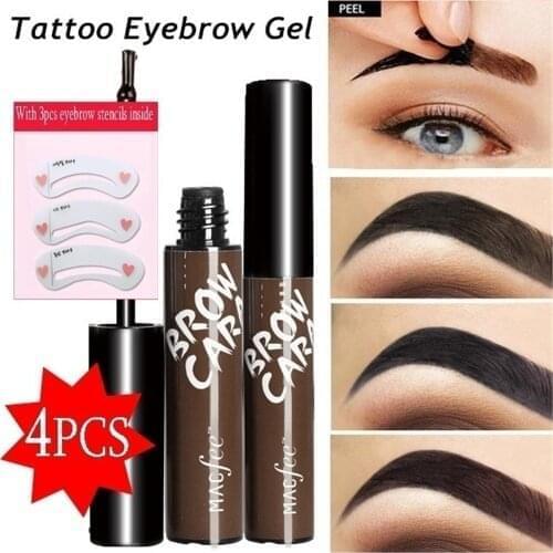 4Pcs/Set EyeBrow Gel Tattoo Tint Waterproof Peel Off Eye Brow Pomade Tattoo Long-lasting Dye Eyebrow Tint Gel Makeup Cosmetics