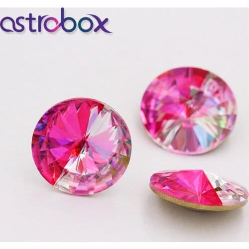 14mm rivoli strass hotfix Crystal Stone Glass glue rhinestones for clothes stones decoration garment applique accessories 5pcs