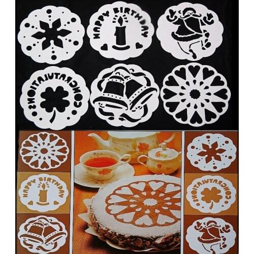 6pcs/set Cake Stencil Baking Tools Baking Supplies Cake Tiramisu Top Cake Decoration Tools Set Cake Tools
