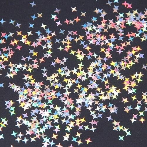 8g Eco-friendly PET Ultrathin 4mm Star Nail Sequin Mixed Holographic Laser Silver Glitter Sequins for Craft Nail Art Decoration