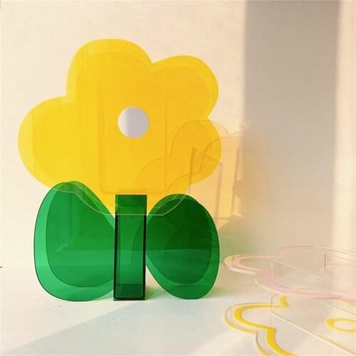 Acrylic Vase Hydroponic Plant Flower Vase Geometric Dried Floral Container Flower Arrangement Ornaments Desktop Home Decoration