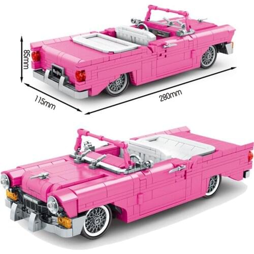 SEMBO Blocks MOC Pink Car Building Bricks Famous Vehicle Model Kids Toys for Children Toy Boy Birthday Gifts Man Present 8404