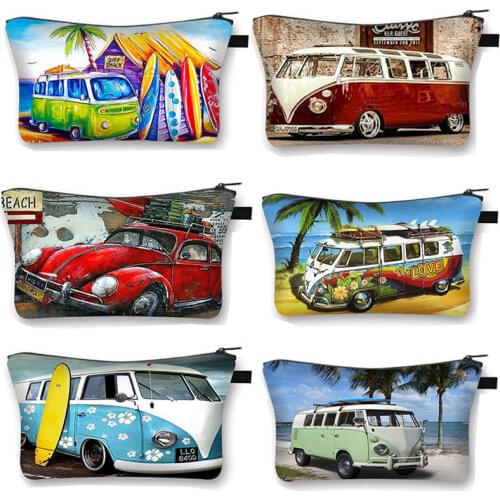 British Style Car Cosmetic Bag Women Makeup Bag Organizer Girl Large Capacity Storage Bags Ladies Portable Cosmetic Case Gift