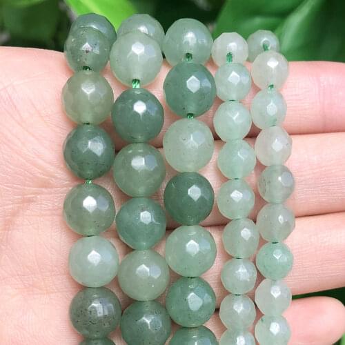 Green Faceted Aventurines Beads Natural Stone Loose Spacer Beads 15inch 4 6 8 10 12mm for Jewelry Making DIY Bracelets Necklaces
