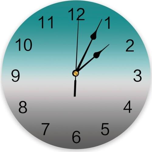 Cyan Turquoise Gray Gradient 3D Wall Clock Modern Design Living Room Decoration Kitchen Clock Art Wall Watch Home Decor