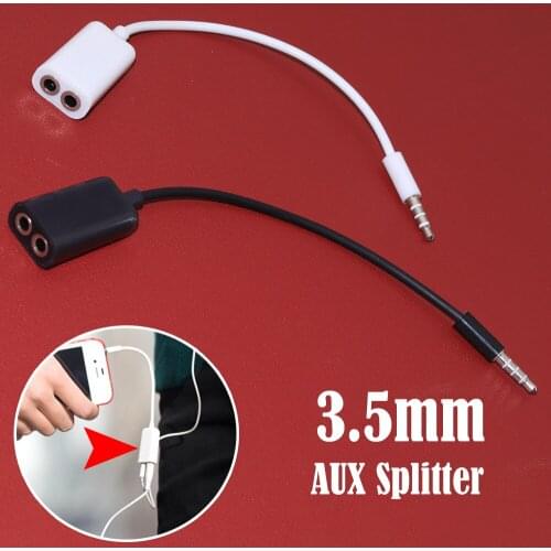 JEAZEA 3.5mm To 2 Female AUX Jack Audio Plug Stereo Earbuds Splitter Cable Earphone Converter Headphone Microphone Adapter Wire