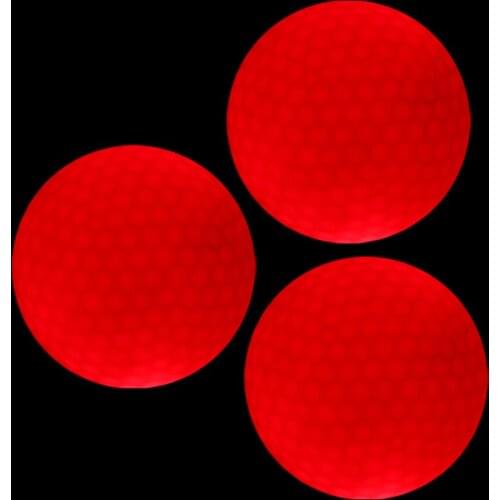 3 Pieces Glow In Dark Red LED Light Up Golf Ball Official Size Weight