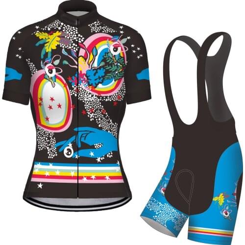 Cartoon Cycling Jersey Set For Girl 2021 Summer Pro Team Bicycle Sweatshirt Suit Training Quick Dry MTB Outdoor Riding Uniform