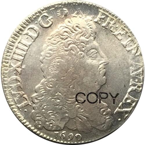 France Kingdom 1690 1 Ecu Louis XIV 90% Silver Copy Coins