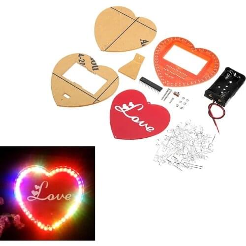 Love word love heart lamp colorful dazzling LED heart-shaped lamp diy production kit single chip microcomputer running water lam