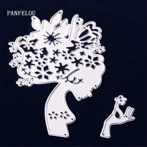 PANFELOU flower woman Metal craft paper die cutting dies for Scrapbooking/DIY Hand account Easter wedding Halloween cards