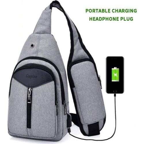 Men women Chest Bag Pure Color USB Canvas Waist Bag bolsas High Quality Casual Male Bags Fashion Casual Pockets