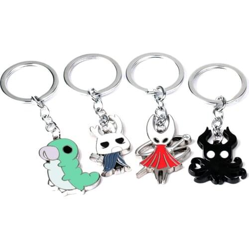Men Hollow Knight Keychain Game Jewelry Metal Octopus Pendant Key Rings Holder Figure brelok Chaveiro Trinket For Girlfriends