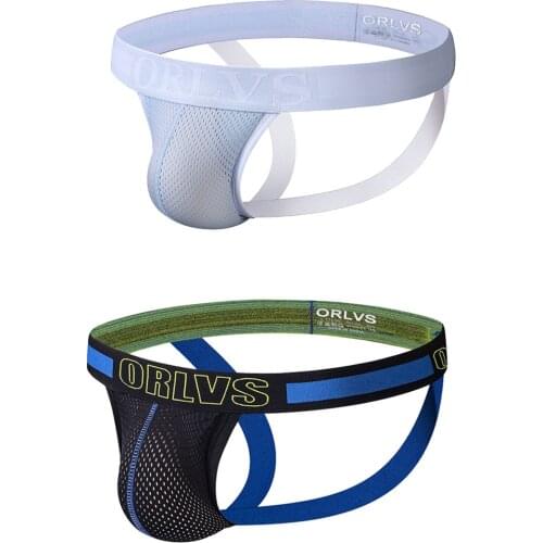 ORH488 Men Sexy Jockstrap Mesh Underwear G-Strings Thongs Sexy Gay Penis pouch bikini buttocks Hollow thong men underwear