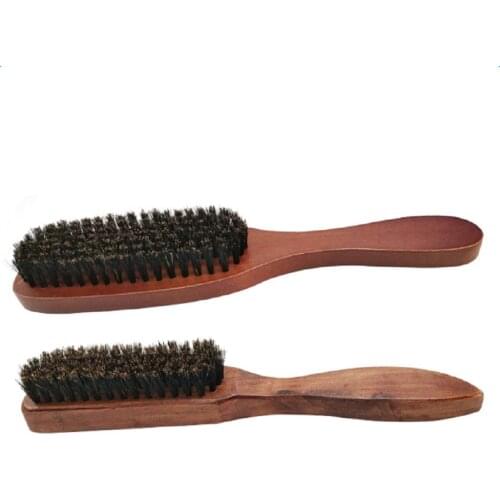 Natural Bristle Beard Brush Men Mustache Brush Comb Solid Curved Wood Handle