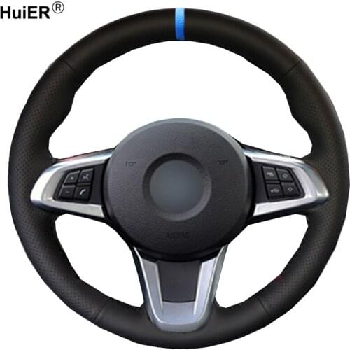 HuiER Hand Sewing Car Steering Wheel Cover For BMW Z4 2009 2010 2011 2012 2013 2014 Braid on the Steering-wheel Microfiber