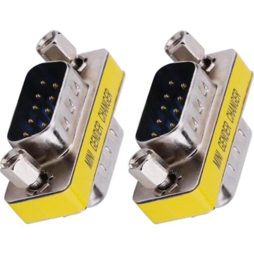 2Pcs DB9 Adapter Gender Changer Serial RS232 Coupler Straight Converter DB9 Male to Female / Male M/F F/F M/M Connector