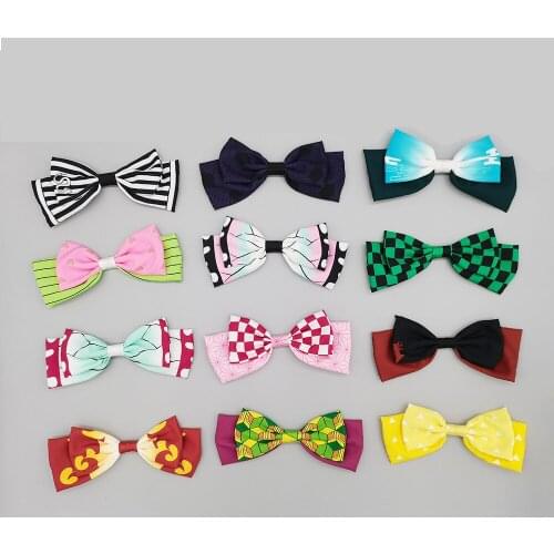 Anime Demon Slayer Blade Small Hair Tie Headdress Bow Duckbill Clip Hair Band Cosplay Peripheral Headwear Accessories