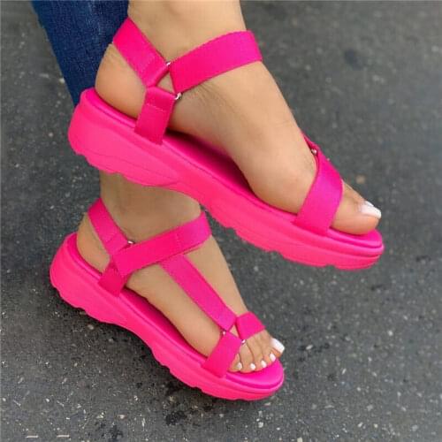 Womens Sandals 2020 Summer Shoes Ladies Foam Platform Sandals Buckle Strap Beach Sandal For Woman Flat With Big Size 35-43