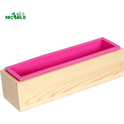 Nicole Silicone Soap Mold Rectangular Wooden Box with Flexible Liner for DIY Handmade Loaf Mould
