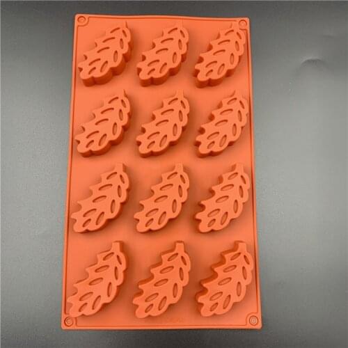 12 holes Leaves Shaped Silica Gel Silicone Cake Mold Chocolate Candy Cookies Moulds Cake Decorating Tools