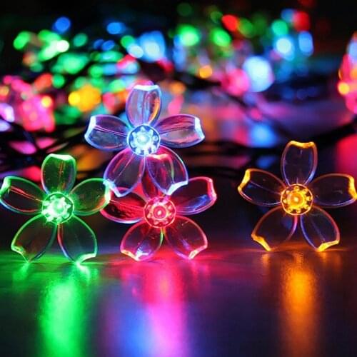 Led Peach Blossom Lights Years Lamps Batterie String Cherry Christmas Tree Garden Festival Festoon Garland on The Window New