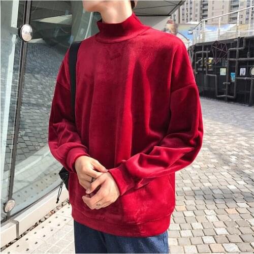 New Fashion Hoodie Casual Pullover Hoodies Men Thick Solid Velvet Long Sleeves Sweatshirts Mens Half - Collared Streetwear