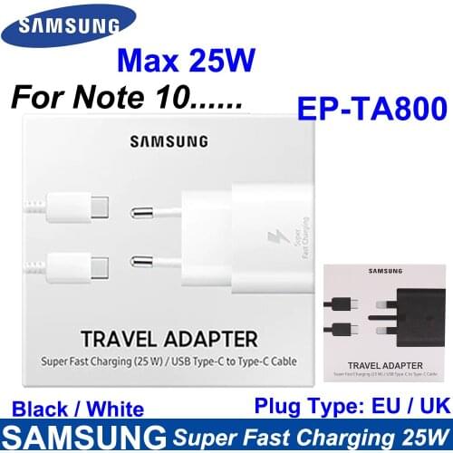 EP-TA800 EU / UK 25W Super Fast Charger Dubbele Type C Travel Quick Charging For Samsung GALAXY Note10 Note10 Plus Note 20 Ultra