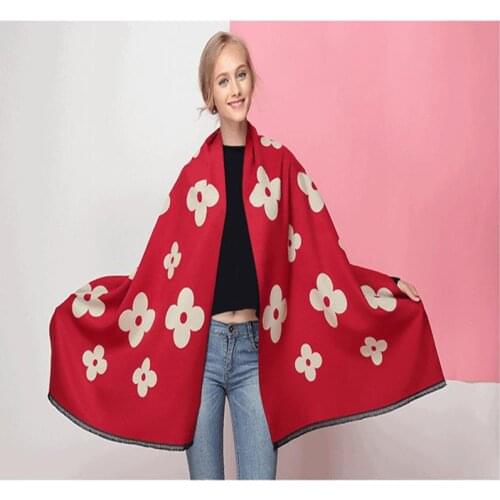 Euramerican Style Women Cashmere Pashmina Shawls and Scarves Thicken Warm Wrap Flower Printing Winter Woman Scarf Thick Blanket