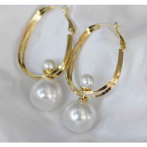 2021 Trendy Three Uses Pearl Gold Color Metal Earrings For Women Classic Simple Drop Earrings For Office Women Wedding Jewelry