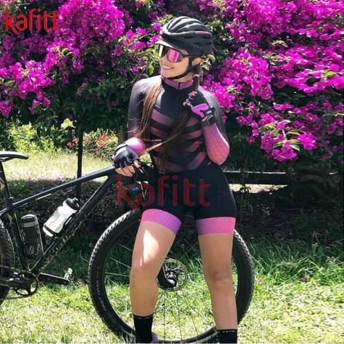 Kafitt Pro Womens Summer Cycling Jersey Suit Short Sleeve Sportswear Breathable Padded Shorts Jumpsuit Ciclismo Feminina