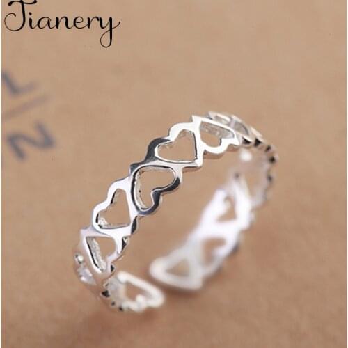 JIANERY Fashion Silver Color Heart Rings For Women Girls Statement Opening Finger Ring Jewelry Wholesale