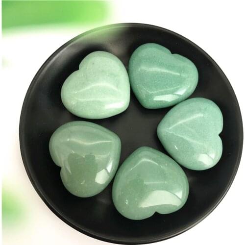 1 Piece Natural Green Aventurine Heart Shape Chakra Stones Carved Reiki Healing Decoration Natural Stones and Minerals