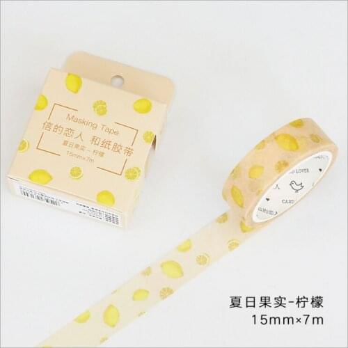 15mm Wide Four Seasons Summer Succulent Fruit Lemon Decoration Washi Tape DIY Planner Diary Scrapbook Sticker Masking Tape