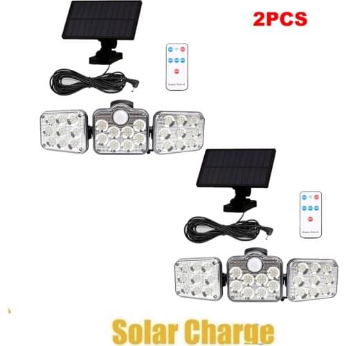 2pcs 138 led seperable remote solar light garden outdoors fairy decoration solaire lampara panel exterior spotlight yard wall se
