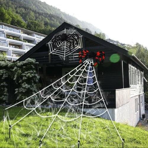 Big Stretchy Spider Web Triangle Web Halloween Outdoor Decoration Props Simulation Extra Large Toy Decoration Haunted House