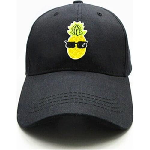 2021 Cartoon Pineapple Embroidery Cotton Baseball Cap Hip-hop Adjustable Snapback Hats for Men and Women 131