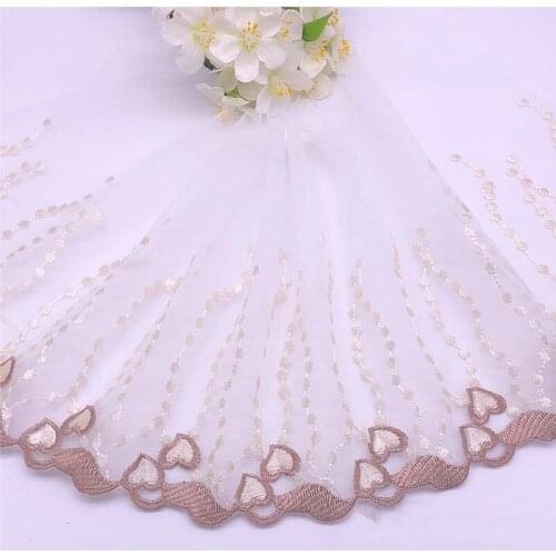 29 yards polyester Embroidered love heart tulle mesh Lace trim and barbie doll children girl dress sewing lace decoration edge