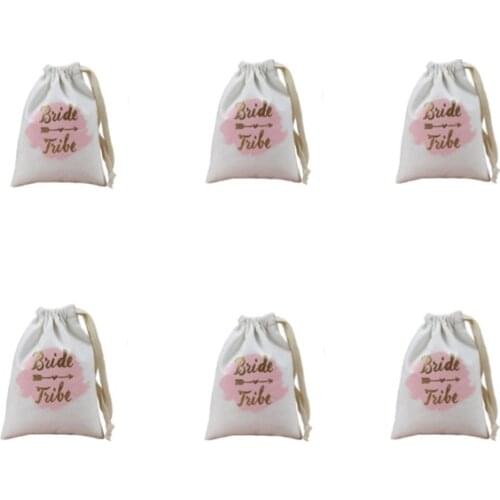 5pcs 10*15cm Bride Tribe Team Bride Gift Bag for Guest Wedding Decoration Bridal Shower Bachelorette Party Decor Gift Packing-S