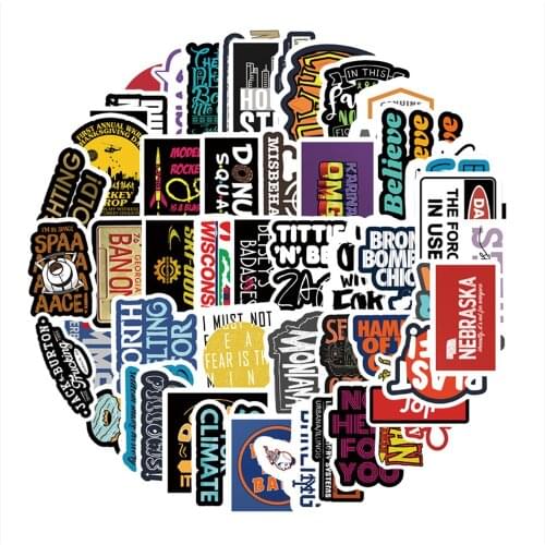 54pcs Graffiti Funny English Letter Scrapbook Stickers for Laptop Motorcycle Helmet Car Bike PVC Adesivos Waterproof Sticker