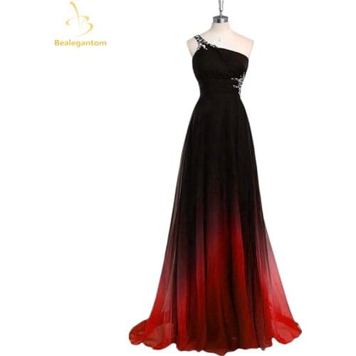 Bealegantom One Shoulder Gradient Evening Dresses 2021 For Women With Beaded Sequin Long Ombre Formal Party Gown Vestidos QA1581