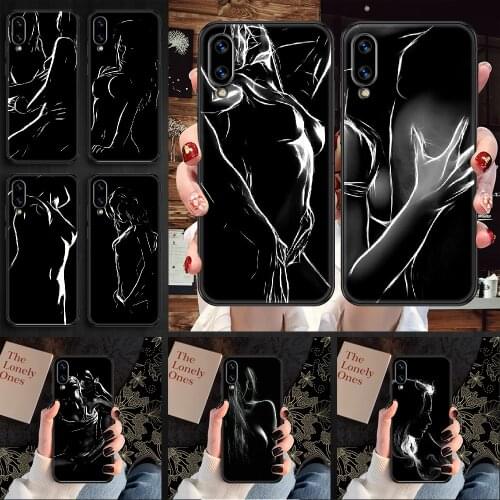 Sexy girl cute line Phone case For Huawei Honor 6 7 8 9 10 10i 20 A C X Lite Pro Play black soft Etui pretty funda art bumper
