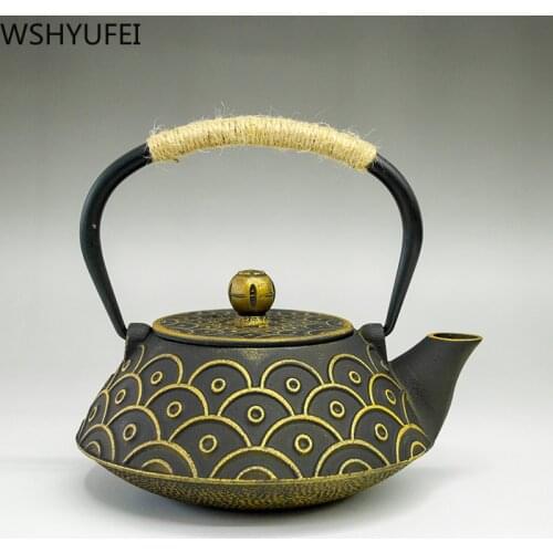 Cast iron pot boiling water iron teapot antique old iron health pot Tea set tea set home gift tea set drinking utensils