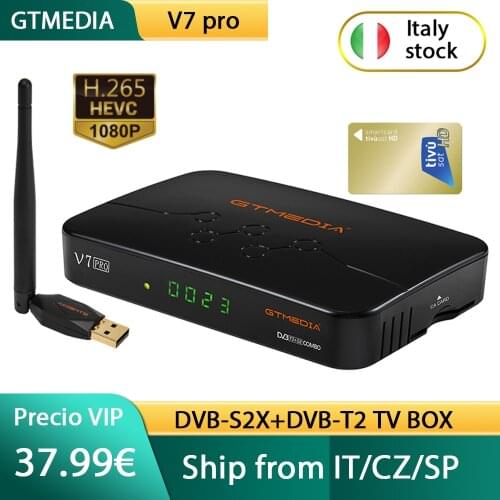 GTmedia V7 Pro DVB S2 Digital TV Box Satellite Receiver DVB-T2 Tuner MPEG-2/-4 H.265 T2MI Set Top Box For Spain Europe Ccam