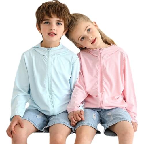 Children Sun Protection Clothing Summer Boy Girl Jacket Sunscreen Long Sleeve Matching Family Outfits Teenage Clothes 2-18 Years